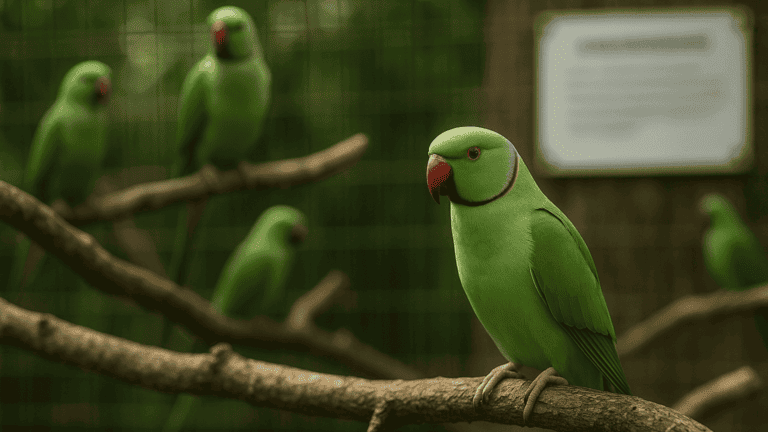 Ring Necks verdes no viveiro da Jabutigre