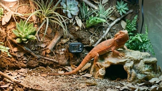 Pogona dentro de terrário