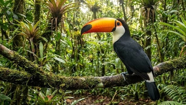 Tucano Toco pousado em árvore na natureza