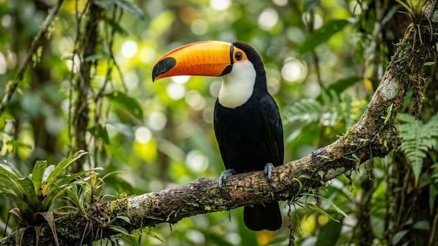 Lindo tucano adulto legalizado em meio a vegetação