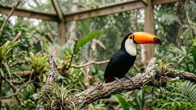 Ramphastos toco em viveiro dentro de criadouro autorizado