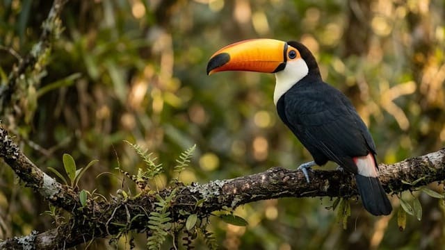 Lindo Tucano em meio a vegetação e natureza